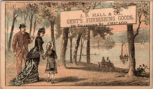 Vintage Victorian J.B Hall & Co Gent's Furnishing Goods Trade Card (CHICAGO)