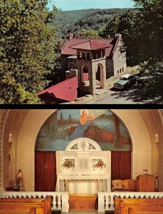 2~Postcards Eureka Springs, Arkansas AR   ST ELIZABETH CATHOLIC CHURCH & ALTAR