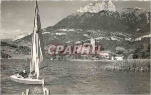 Modern Postcard Lake Annecy Duingt The castle Jaws Lanion Boat