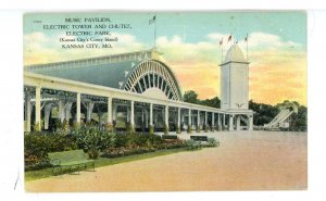 MO - Kansas City. Electric Pk Amusements, Tower, Chutes, Music Pavilion c1908