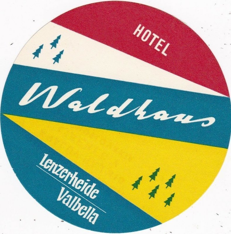 Switzerland Valbella Lenzerheide Hotel Waldhaus Vintage Luggage Label sk4142