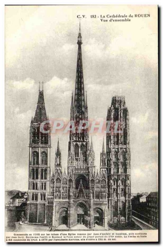 Old Postcard Rouen Cathedral View of & # 39ensemble