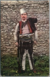 ALBANIAN ARMY SOLDIER ANTIQUE POSTCARD