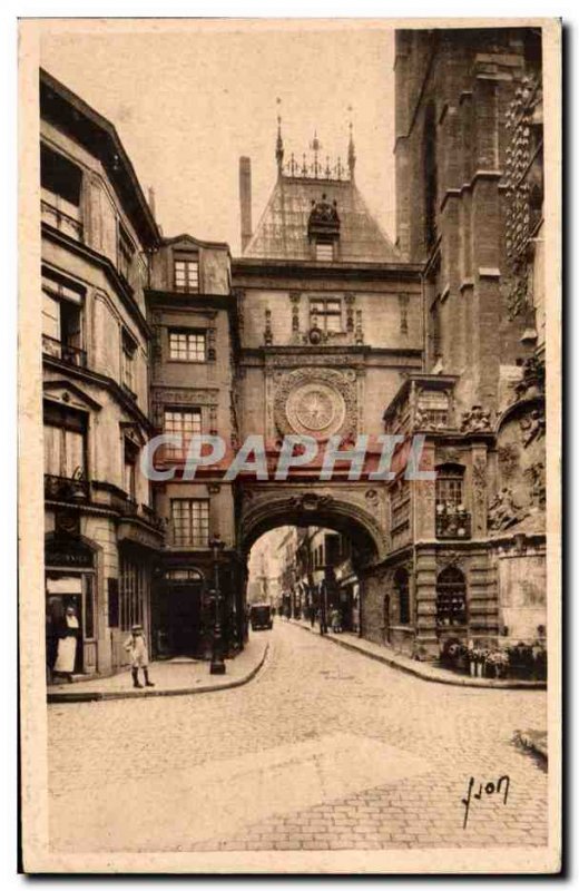 Rouen Old Postcard The big clock L & # 39arcade