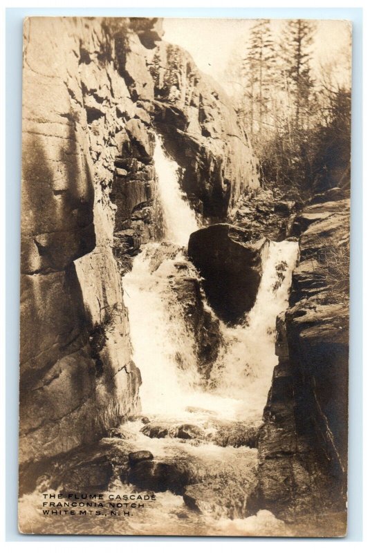 Flume White Mountains Franconia Notch NH Real Photo RPPC Postcard (CS6)