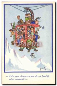 Old Postcard of Sports & # 39hiver Ski Cabin John Illustrator Brian