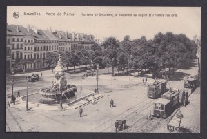 Vintage Postcard Belgium Brussels Namur Gate Old trams