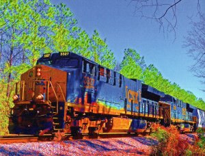 CSX Freight Train, Gautier, Mississippi, Gallery Quility Postcard