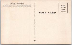 OAKLAND, CA California  HOTEL LAKEHURST   c1940s   Linen  Roadside  Postcard