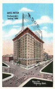 Vintage Postcard 1920s Hotel Patten Building Chattanooga Tennessee Highways Meet