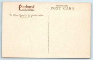 PINEHURST, North Carolina NC ~ Handcolored VILLAGE CHAPEL Albertype   Postcard