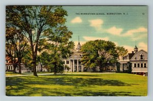 Morristown NJ-New Jersey, The Morristown School Linen Postcard