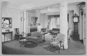 Baltimore Maryland~Stafford Hotel Main Lobby~Grandfather Clock~1946 B&W Postcard 