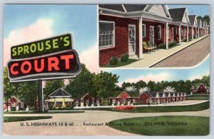 1940-50's DILLWYN VIRGINIA VA SPROUSE'S TOURIST COURT MOTEL RESTAURANT POSTCARD