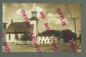 West Branch IA RPPC 1912 MAIN STREET nr Iowa City Solon Tipton West Liberty