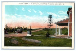 1929 Tower Summit Of Mt. Greylock Highest Point In Massachusetts MA Postcard 