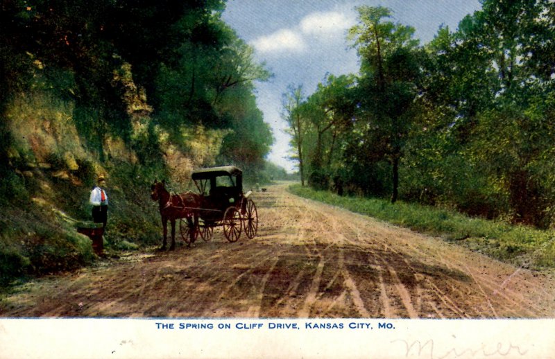 Kansas City, Missouri - Horse & buggy at the Spring on Cliff Drive - c1905