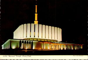 Utah Provo Mormon Temple Night View 1973