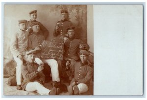 c1914-1918 WWI Army Soldier Wine Doberitz Brandenburg Germany RPPC Postcard