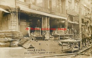 OH, Dayton, Ohio, RPPC, 1913 Flood, Main & 5th Streets, Kirby's Store, Photo