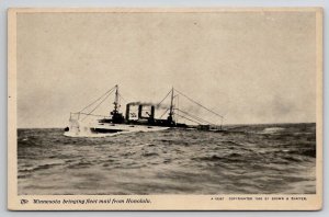 Steamship Minnesota Bringing Fleet Mail From Hawaii Postcard F43