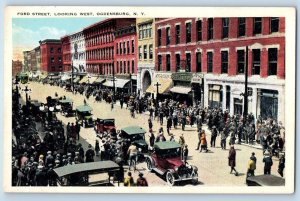Ogdensburg New York NY Postcard Ford Street Looking West Scene c1920s Antique