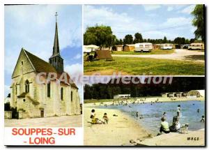 Postcard Modern Souppes sur Loing (Seine et Marne) Church St Clair Camping PLage