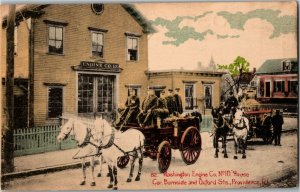 Washington Engine Co. 10 House Burnside & Oxford Providence RI Vtg Postcard D68