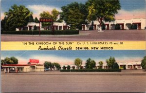 Linen Postcard Multiple Views Rubbish Courts US 70 and 80 in Deming, New Mexico