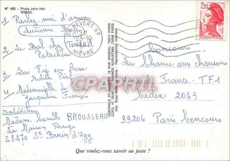 Postcard Modern Photo John Hall Brazil