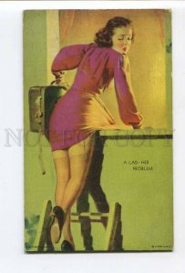 286291 MUTOSCOPE Pin-Up Girl LAD HER PROBLEM vintage USA Card