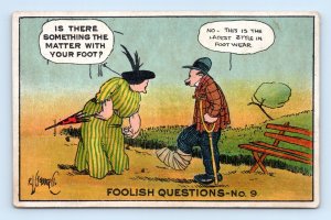 Rube Goldberg Artist Signed Comic Foolish Questions No 9 Footwear Postcard Q10