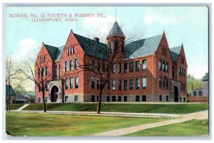 c1909 Scholl No 12 Fourth Building Warren St Davenport Iowa IA Vintage Postcard