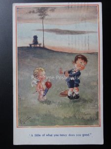 T.Gilson: Cupid with Little Boy A LITTLE OF WHAT YOU FANCY DOES YOU GOOD...c1918