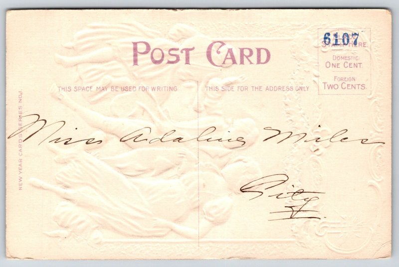 New Year~Regency Couples Dance~Orchestra~Violins~Silver~c1910 Vintage Postcard