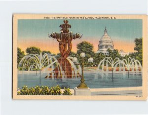 Postcard The Bartholdi Fountain And Capitol, Washington, District of Columbia