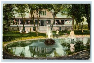 c1910's Council Oak Boat Club Fountain Sioux City Iowa IA Antique Postcard