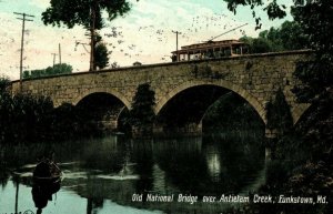 Circa 1900-08 Trolly on old Natural Bridge Over Antietam Creek Funkstown, MD P16