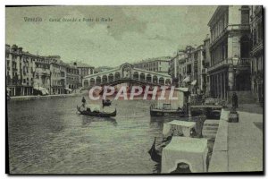 Old Postcard Venice Canal Grande e Ponte Di Rialto