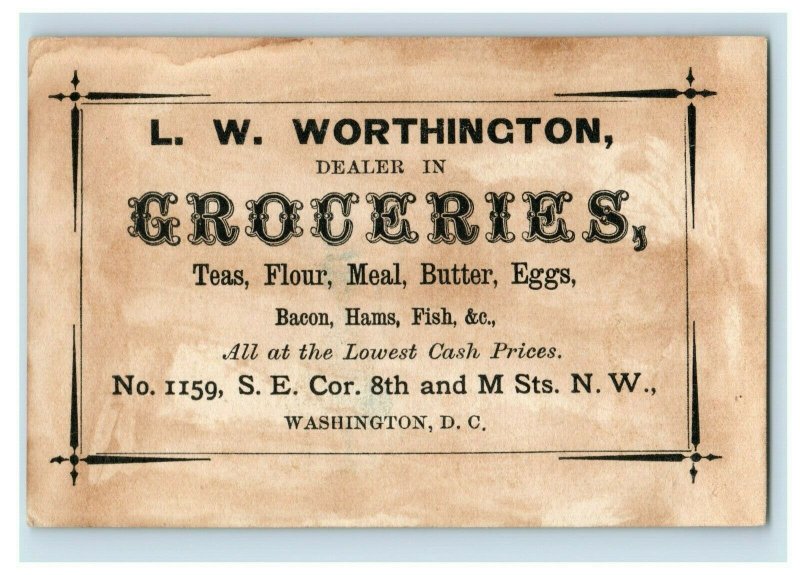 L.W. Worthington Butter Eggs Bacon Hams DC Groceries Victorian Card P49 