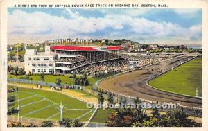  Boston, Massachusetts, MA, USA Horse Racing Postcard Bird's Eye View of Suff...