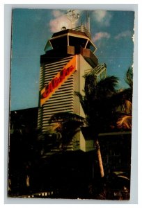 Vintage 1950's Mid Century Postcard Honolulu Airport Tower Aloha Sign Hawaii