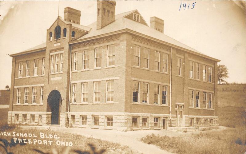 F11/ Freeport Ohio RPPC Postcard Harrison County 1915 High School