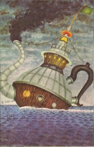 JUDAICA Jewish New Year, Shana Tova, 1970, Fantasy Tea Pot as Ship, Israel Stamp