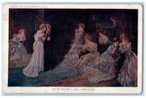 c1910's Coupel Romance You're The Only Girl I Ever Loved Antique Postcard