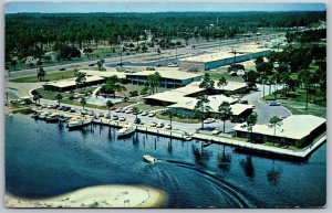 Vtg Panama City Florida Fl Holiday Lodge & Restaurant Private Marina Postcard