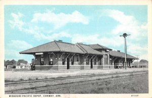 Conway Arkasas Missouri Pacific Depot Train Station Vintage Postcard AA22494