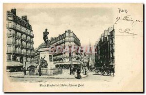 Paris Postcard Statue Old Place Maubert and Etienne Dolet (raised design!)
