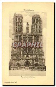 Old Postcard Toul Illustrates Facade of the Cathedral