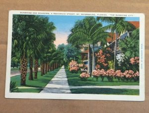 .01 POSTCARD 1936 USED - A RESIDENCE STREET, ST. PETERSBURG, FLORIDA